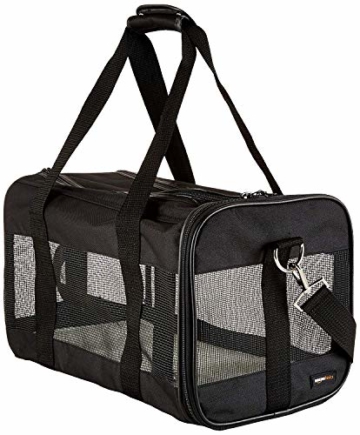 AmazonBasics Transporttasche für Haustiere, weiche Seitenteile, Schwarz, Größe M - 1