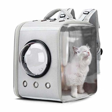 CKAN Pet Carrier Rucksack, Space Capsule Transparent Tragbarer Katzenrucksack Atmungsaktive Reise-Transporttasche für kleine, mittelgroße Hunde und Katzen - 1