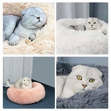 Decdeal Haustierbett für Katzen und Hunde Rundes Plüsch Hundebett Katzenbett in Doughnut-Form Farbe und Größe Optional - 4