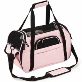 Kaka mall Transporttasche für Katzen Hunde Comfort Fluggesellschaft Zugelassen Travel Tote Weiche Seiten Tasche für Haustiere(S,Pink) - 1