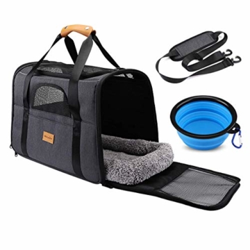 morpilot Faltbare Hundetragetasche Katzentragetasche, Haustiertragetasche, Transporttasche Transportbox Oxford Gewebe, mit Schultergurt und Faltbare Hundenapf für Hunden oder Katzen - 1
