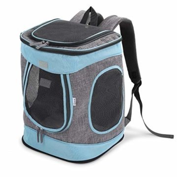 Navaris Rucksack für Hund Katze gepolstert - Hunderucksack Katzenrucksack - 33x28x43cm Haustier Backpack faltbar - Traglast bis 15kg - 1