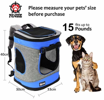 Pawsse Dog Backpack Pet Carrier Rucksack für Katzen und Hunde bis 15 Pfund Outdoor Travel Carrier für Haustiere Wandern, Walken, Radfahren & Outdoor 16