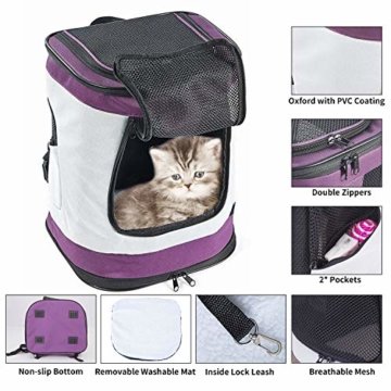 Petcomer SBC5148 Haustiertragetasche für Hunde und Katzen Faltbarer Rucksäcke gut für Wander-Kampagne Tägliche Verwendung, Einheitsgröße, Purple - 3