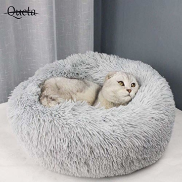Queta Katzenbett Schöne Tierbett, Klein Hund Bett Haustierbett Plüsch Weich Runden Katze Schlafen Bett (50cm Durchmesser Hellgrau) - 1